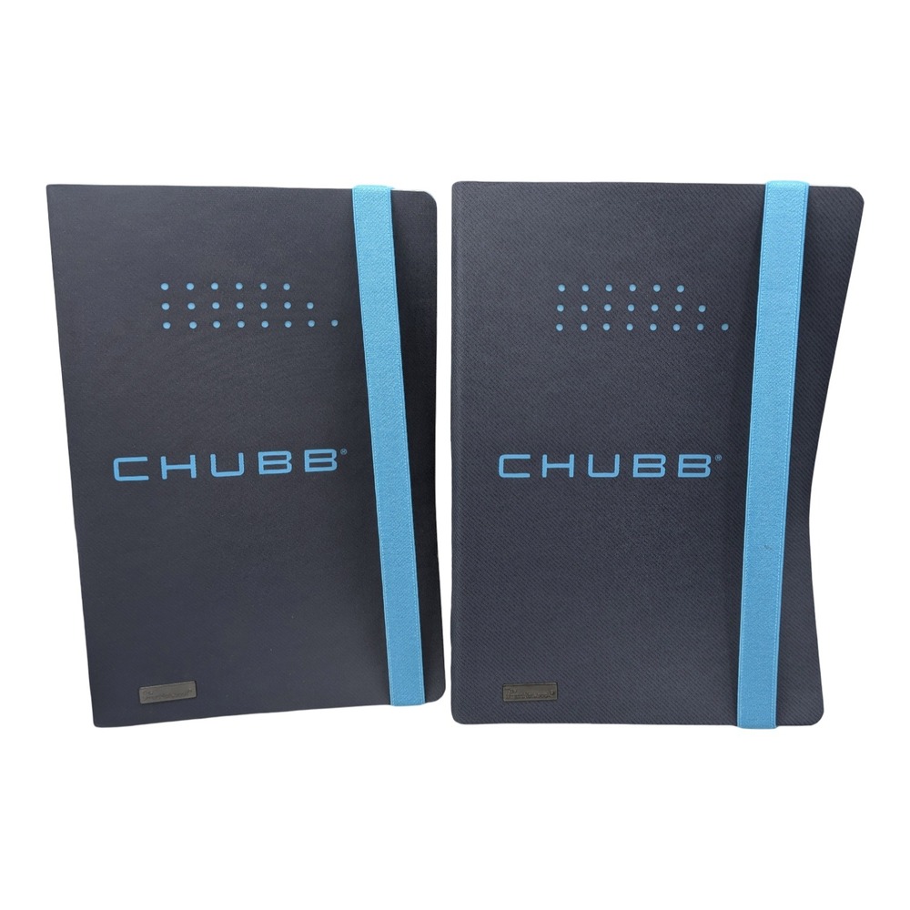 Chubb The SmartNotebook Set of 2 Gray Blue Elastic Band Dotted Paper QR Code‎